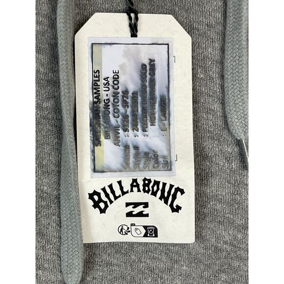 Billabong Hoodie Mens L Gray Flecker‎ Diego Solid Pockets Fleece Pullover Sweat - Picture 10 of 12